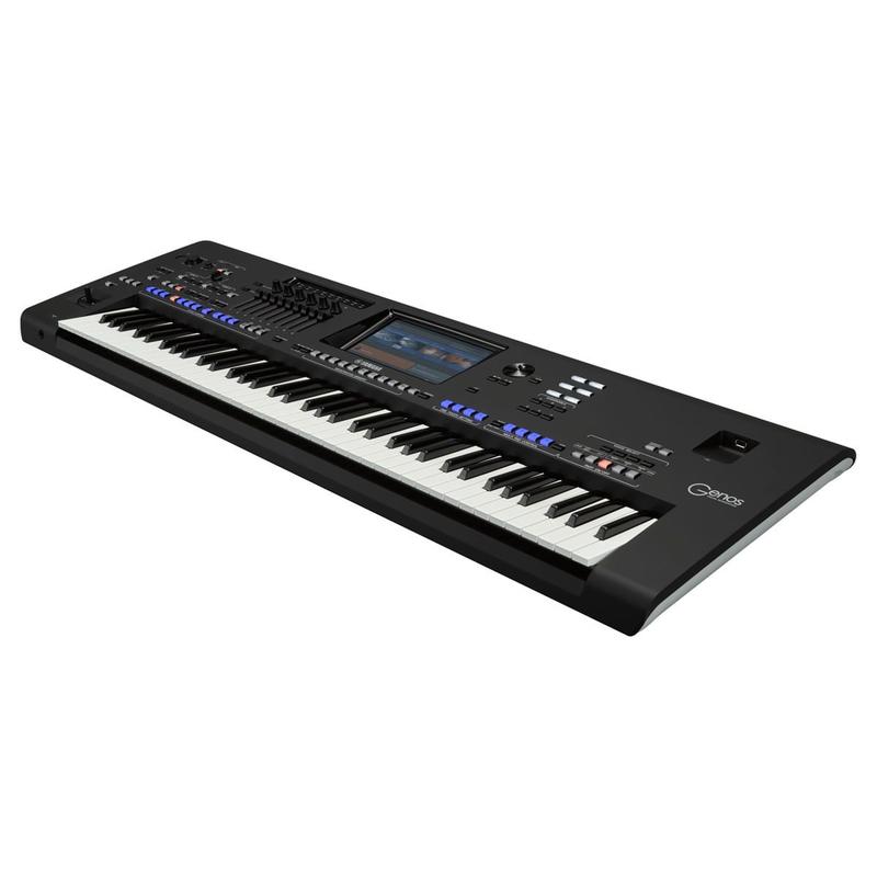ノノ Teclado yamaha genos 76 teclas com estante l7b e sistema de áudio